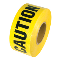Reinforced Grade Barricade Tape, English, 3" W x 500' L, 5 mils, Black on Yellow Cintas