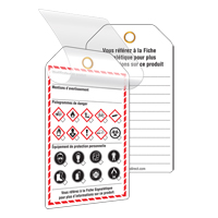 &eacute;tiquettes auto-plastifiantes pour le milieu de travail, Papier cartonn&eacute;, 3-3/8" la x 5-3/4" h, Français Cintas