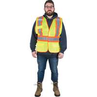 Flame-Resistant Surveyor Vest, High Visibility Lime-Yellow, Medium, Polyester Cintas