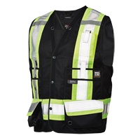 Veste de s&eacute;curit&eacute; pour arpenteur, Noir, Grand, Polyester Cintas