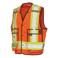 Veste de s&eacute;curit&eacute; pour arpenteur, Orange haute visibilit&eacute;, Grand, Polyester Cintas