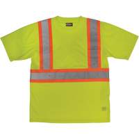 Short-Sleeved Safety T-Shirt with Pocket, Polyester, Large, High Visibility Lime-Yellow Cintas