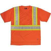 Short-Sleeved Safety T-Shirt with Pocket, Polyester, Large, High Visibility Orange Cintas