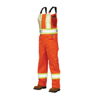 Salopettes de s&eacute;curit&eacute; non doubl&eacute;e, Poly-coton, Grand, Orange haute visibilit&eacute; Cintas