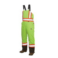 Salopettes de s&eacute;curit&eacute; doubl&eacute;e, Polyester/Polyur&eacute;thane, Grand, Jaune lime haute visibilit&eacute; Cintas