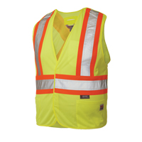 Veste de s&eacute;curit&eacute; d&eacute;tachable en cinq points, Jaune lime haute visibilit&eacute;, Grand/T-Grand, Polyester Cintas