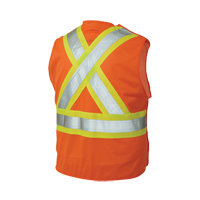 Veste de s&eacute;curit&eacute; d&eacute;tachable en cinq points, Orange haute visibilit&eacute;, Grand/T-Grand, Polyester Cintas