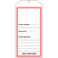 GHS Jumbo Safety Tag, Cardstock, 3-7/8" W x 8-1/2" H, English Cintas