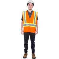 Traffic Safety Vest, High Visibility Orange, Medium, Polyester Cintas