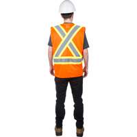 Traffic Safety Vest, High Visibility Orange, Medium, Polyester Cintas