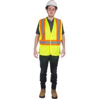 Traffic Safety Vest, High Visibility Lime-Yellow, Medium, Polyester Cintas