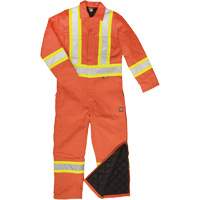 Combinaison en toile avec bandes r&eacute;fl&eacute;chissantes, Petit, Orange Cintas