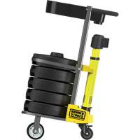 Chariot de transport avec plateau pour barri&egrave;re PLUS, 75' lo, M&eacute;tal, Jaune Cintas