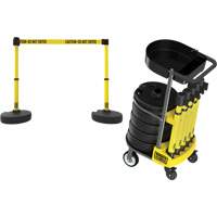 Chariot de transport avec plateau pour barri&egrave;re PLUS, 75' lo, M&eacute;tal, Jaune Cintas