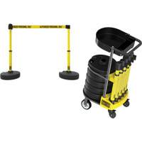 PLUS Barrier Post Cart Kit with Tray, 75' L, Metal, Yellow Cintas
