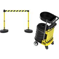 PLUS Barrier Post Cart Kit with Tray, 75' L, Metal, Yellow Cintas