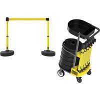 PLUS Barrier Post Cart Kit with Tray, 75' L, Metal, Yellow Cintas