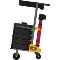 PLUS Barrier Post Cart Kit with Tray, 75' L, Metal, Yellow Cintas