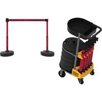 PLUS Barrier Post Cart Kit with Tray, 75' L, Metal, Red Cintas