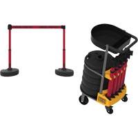 PLUS Barrier Post Cart Kit with Tray, 75' L, Metal, Red Cintas