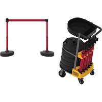 PLUS Barrier Post Cart Kit with Tray, 75' L, Metal, Yellow Cintas