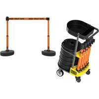 PLUS Barrier Post Cart Kit with Tray, 75' L, Metal, Orange Cintas