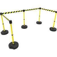 PLUS Barrier Post Set X5, Plastic, 42" H, Yellow Tape, 15' Tape Length Cintas