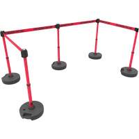 Ensemble de cinq montants pour barri&egrave;re PLUS, Plastique, 42" h, Ruban Rouge, Longueur du ruban 15' Cintas