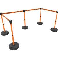 Ensemble de cinq montants pour barri&egrave;re PLUS, Plastique, 42" h, Ruban Orange, Longueur du ruban 15' Cintas
