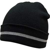 Knit Hat with Silver Reflective Stripe, One Size, Black Cintas
