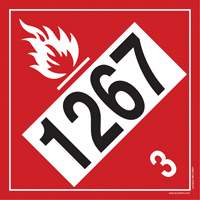 Plaque-&eacute;tiquette TMD 1267 pour liquide inflammable p&eacute;trole brut, Vinyle adh&eacute;sif Cintas