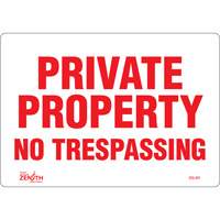 "Private Property" Sign, 7" x 10", Vinyl, English Cintas