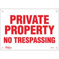 "Private Property" Sign, 7" x 10", Aluminum, English Cintas