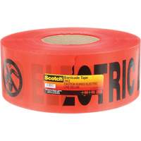 Scotch&reg; Buried Barricade Tape, English, 3" W x 1000' L, 4 mils, Black on Red Cintas
