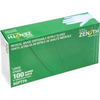 Gants jetables de calibre m&eacute;dical r&eacute;sistants &agrave; la perforation, Grand, Nitrile, 4,5 mils, Sans poudre, Bleu, Classe 2 Cintas