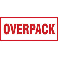 "Overpack" Handling Labels, 6" L x 2-1/2" W, Red on White Cintas
