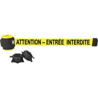 Wall Mount Barrier, Plastic, Magnetic Mount, 30', Yellow Tape Cintas