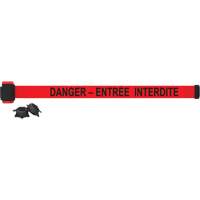 Wall Mount Barrier, Plastic, Magnetic Mount, 7', Red Tape Cintas
