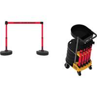 Plus Portable Barrier System Cart Package with Tray, 75' L, Metal/Plastic, Red Cintas