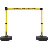 Ensemble de montants pour barri&egrave;re Plus, Plastique, 42" h, Ruban Jaune, Longueur du ruban 15' Cintas