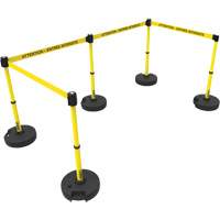 Ensemble de montants pour barri&egrave;re Plus, Plastique, 42" h, Ruban Jaune, Longueur du ruban 15' Cintas