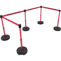 Ensemble de montants pour barri&egrave;re Plus, Plastique, 42" h, Ruban Rouge, Longueur du ruban 15' Cintas