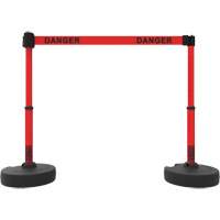 Ensemble de montants pour barri&egrave;re Plus, Plastique, 42" h, Ruban Rouge, Longueur du ruban 15' Cintas
