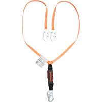 Titan Shock-Absorbing Lanyard, 6', Locking Snap Hook Center, Locking Snap Hook Leg Ends, Polyester Cintas