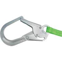 Miller&reg; HP Shock-Absorbing Lanyard, 4', Locking Rebar Hook Center, Locking Snap Hook Leg Ends, Polyester Cintas