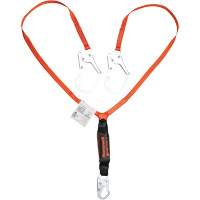 Titan Shock-Absorbing Lanyard, 6', Locking Rebar Hook Center, Locking Snap Hook Leg Ends, Polyester Cintas