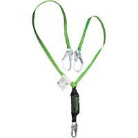 Miller&reg; HP Shock-Absorbing Lanyard, 6', Locking Rebar Hook Center, Locking Snap Hook Leg Ends, Polyester Cintas