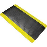 Anti-Fatigue Matting, Diamond, 1-2/3' x 3-1/4' x 3/4", Black/Yellow, Polyurethane Cintas