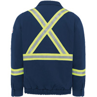 Men's Lined Bomber Jacket with Reflective Trim, Small, Navy Blue, 29 cal/cm² Cintas