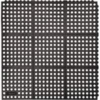 Cushion-Ease&reg; 550 Interlocking Anti-Fatigue Mat, Slotted, 3' x 3' x 3/4", Black, Rubber Cintas